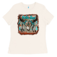 Bone wild soul boho skull with background Ladies Tee - RanaPortraitStore