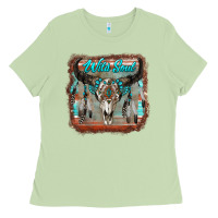 Matcha wild soul boho skull with background Ladies Tee - RanaPortraitStore