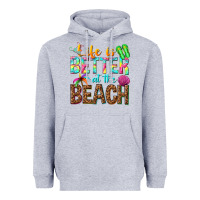 Heather Grey Life is better at the beach Heavyweight Hoodie - NancyCooperArtShop