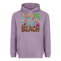 Lavender Life is better at the beach Heavyweight Hoodie - NancyCooperArtShop
