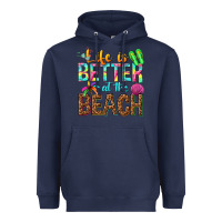 Navy Life is better at the beach Heavyweight Hoodie - NancyCooperArtShop
