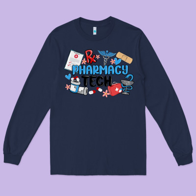 Pharmacy Tech Long Sleeve Tee Designed By Maliassmallbusiness
