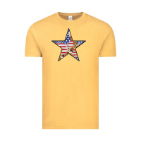 Vintage Mustard American Flag Star Vintage Tee - LillyAllenDesigns