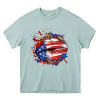 Arona Leopard American flag lips Heavy Core Tee - Neo Western