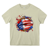 Mossy Leopard American flag lips Heavy Core Tee - Neo Western