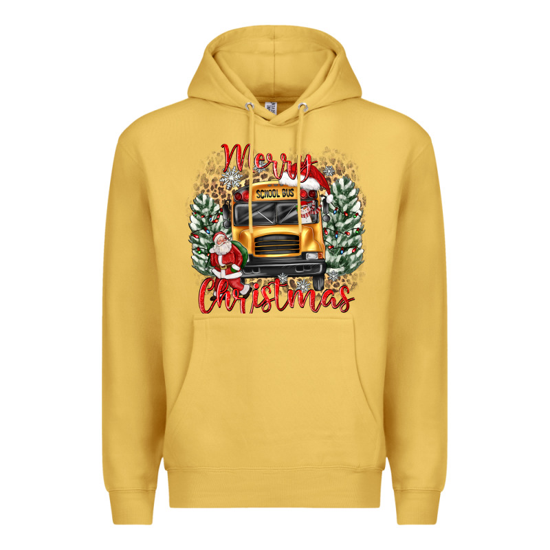 Merry Christmas School Bus Premium Hoodie by texasbilliewilder | Teevron