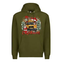 Army Green merry christmas school bus Premium Hoodie - texasbilliewilder