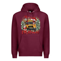 Burgundy merry christmas school bus Premium Hoodie - texasbilliewilder