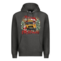 Charcoal Heather merry christmas school bus Premium Hoodie - texasbilliewilder