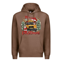 Chestnut merry christmas school bus Premium Hoodie - texasbilliewilder