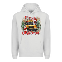 Dove Grey merry christmas school bus Premium Hoodie - texasbilliewilder