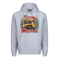 Heather Grey merry christmas school bus Premium Hoodie - texasbilliewilder