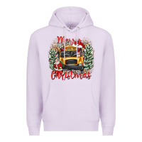 Lilac merry christmas school bus Premium Hoodie - texasbilliewilder