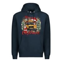 Navy merry christmas school bus Premium Hoodie - texasbilliewilder