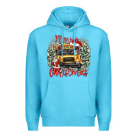 Ocean Blue merry christmas school bus Premium Hoodie - texasbilliewilder
