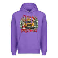 Purple merry christmas school bus Premium Hoodie - texasbilliewilder