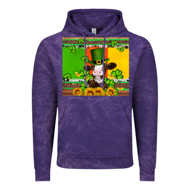 Saint Patricks Cow And Hat With Sunflower And Shamrock Vintage Hoodie by Artiststas | Teevron