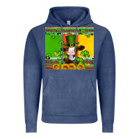 Vintage Denim saint patricks cow and hat with sunflower and shamrock Vintage Hoodie - Artiststas