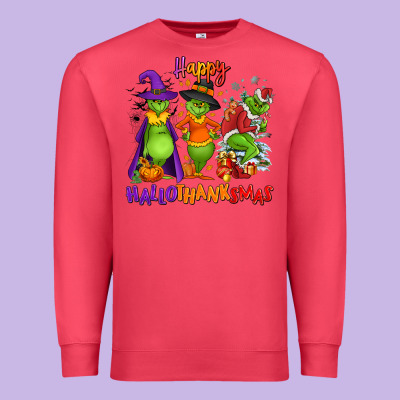 Happy Hallothanksmas Premium Sweatshirt Designed By Nancycooperartshop