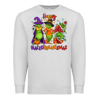 Dove Grey Happy Hallothanksmas Premium Sweatshirt - NancyCooperArtShop