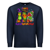 Navy Happy Hallothanksmas Premium Sweatshirt - NancyCooperArtShop