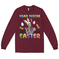Burgundy dead inside but it's easter Long Sleeve Tee - MaliasSmallBusiness