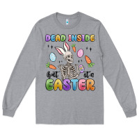 Heather Grey dead inside but it's easter Long Sleeve Tee - MaliasSmallBusiness