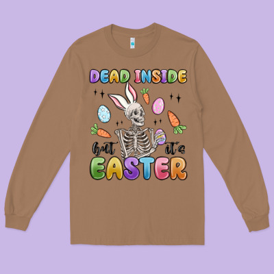 Dead Inside But It's Easter Long Sleeve Tee Designed By Maliassmallbusiness