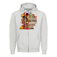Dove Grey i am black history Zipper Hoodie - LillyAllenDesigns