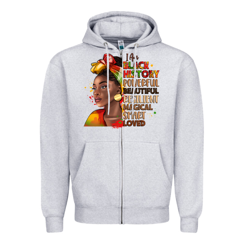I Am Black History Zipper Hoodie by LillyAllenDesigns | Teevron