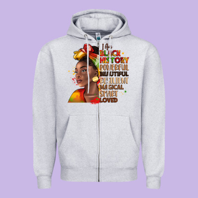 I Am Black History Zipper Hoodie Designed By Lillyallendesigns