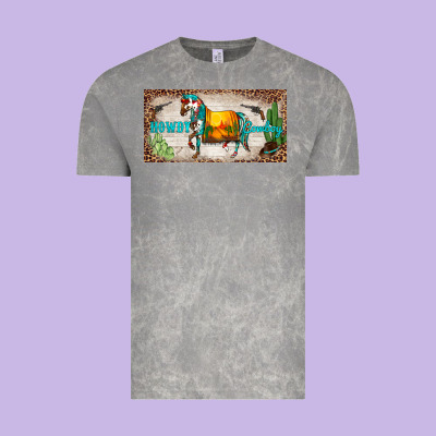 Western Howdy Cowboy Horse Sunset Weapon Cactus Leopard  License Plate Vintage Tee Designed By Barkaloodesign