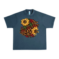 Midnight Navy Christmas leopard sunflower Urban Heavy Tee - BarkalooDesign
