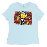 Baby Blue softball cross serape leopard background Ladies Tee - RanaPortraitStore
