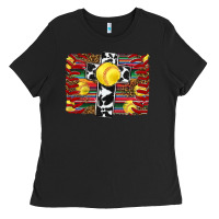 Black softball cross serape leopard background Ladies Tee - RanaPortraitStore