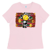Bubblegum Pink softball cross serape leopard background Ladies Tee - RanaPortraitStore