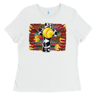 White softball cross serape leopard background Ladies Tee - RanaPortraitStore