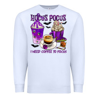 White Hocus Pocus I Need Coffee to Focus Premium Sweatshirt - texasbilliewilder