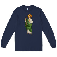 Navy san judas Long Sleeve Tee - JahusDesignShop