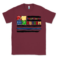 Burgundy autism usa flag Classic Tee - MaliasSmallBusiness