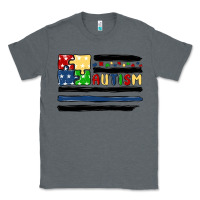 Charcoal Heather autism usa flag Classic Tee - MaliasSmallBusiness