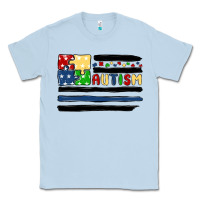 Dusty Blue autism usa flag Classic Tee - MaliasSmallBusiness