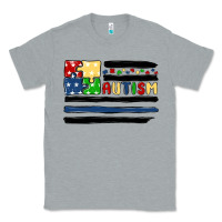 Heather Grey autism usa flag Classic Tee - MaliasSmallBusiness