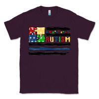 Plum autism usa flag Classic Tee - MaliasSmallBusiness