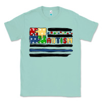 Seafoam autism usa flag Classic Tee - MaliasSmallBusiness