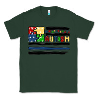 Sports Green autism usa flag Classic Tee - MaliasSmallBusiness