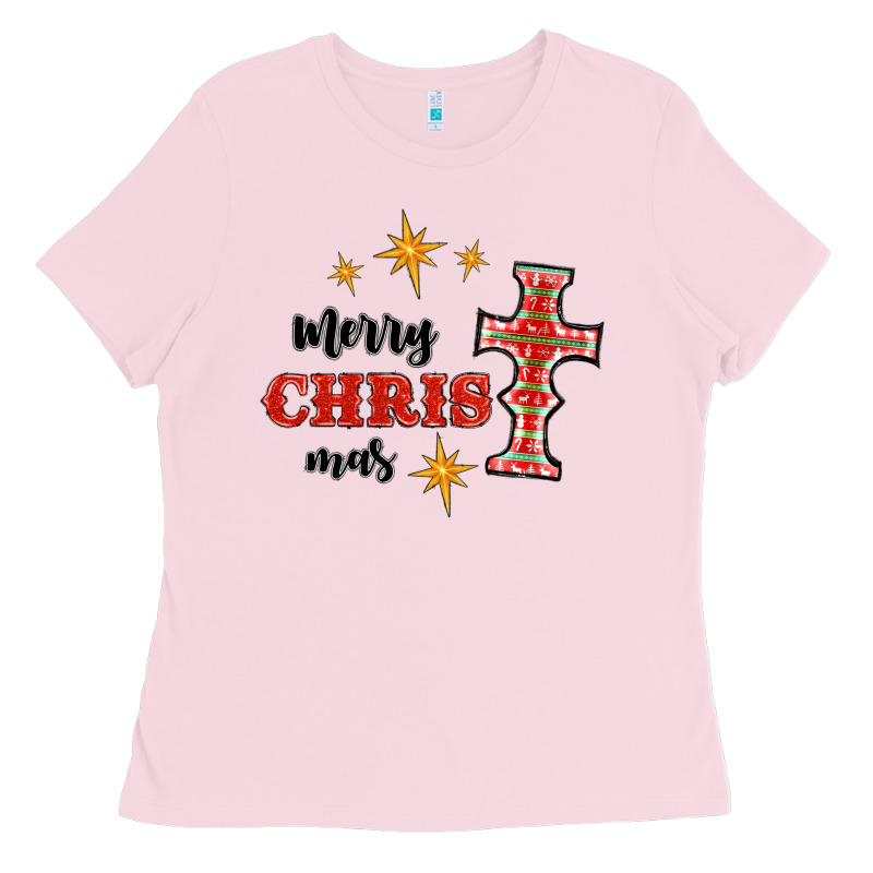 Merry Christmas Cross Ladies Tee by RanaPortraitStore | Teevron