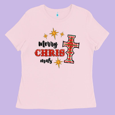 Merry Christmas Cross Ladies Tee Designed By Ranaportraitstore
