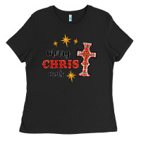 Black merry christmas cross Ladies Tee - RanaPortraitStore