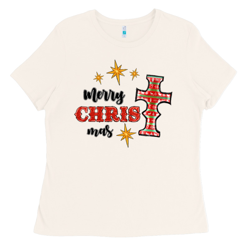 Merry Christmas Cross Ladies Tee by RanaPortraitStore | Teevron